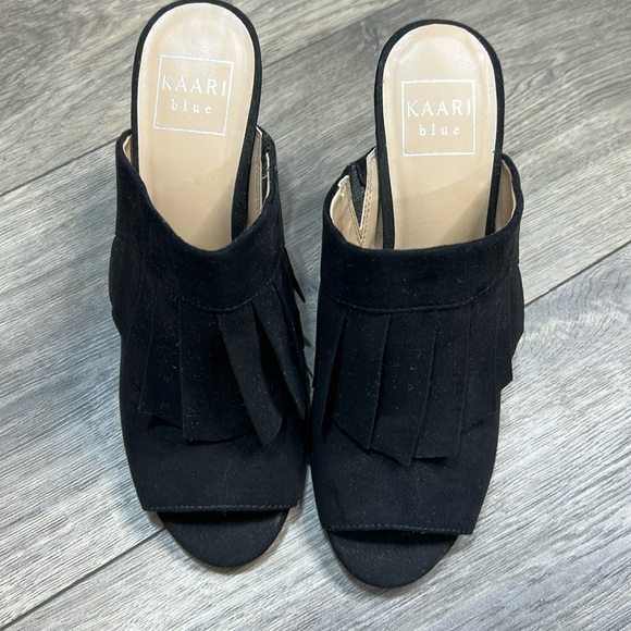 KAARI blue suede black heels - size 7.5 - Picture 1 of 6